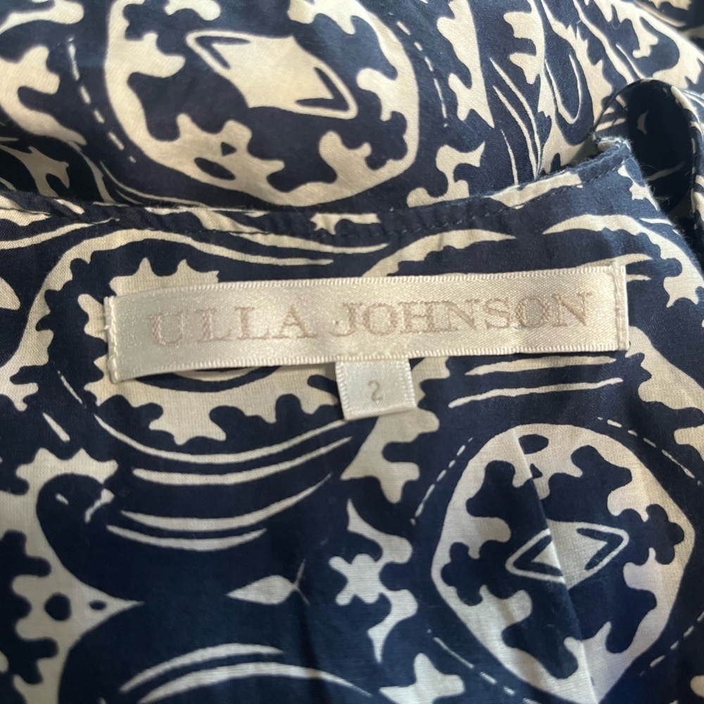 GUC Ulla Johnson- Blue and White Wrap Midi Dress. Size 2 - Picture 3 of 9